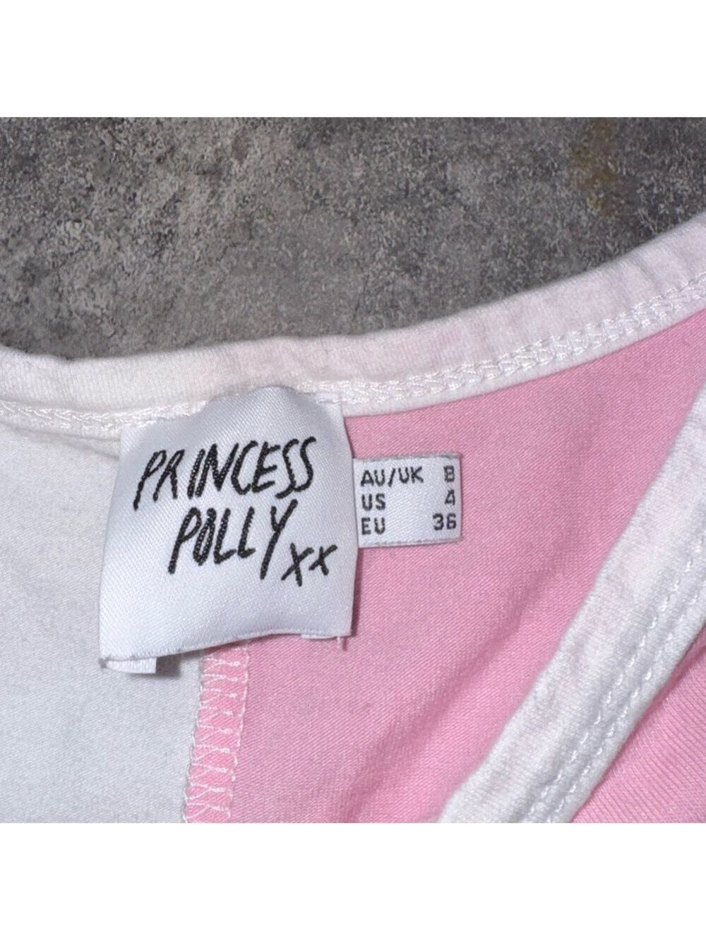 Princess Polly White And Pink Cropped Tennis Tank Top Size 4 - Picture 2 of 3